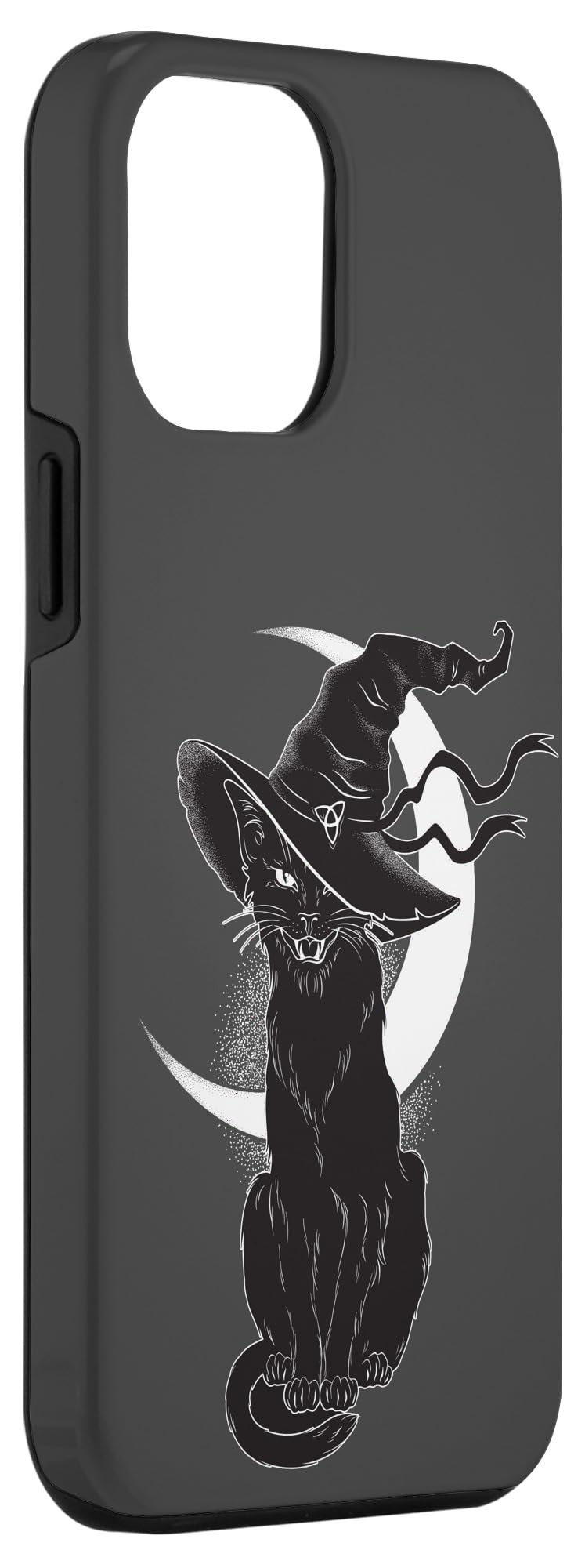 Vintage Halloween iPhone 12 Pro Max Case - Scary Black Cat with Witch Hat & Moon Design | Protective Phone Cover for Spooky Season, Costume Parties & Gothic Style