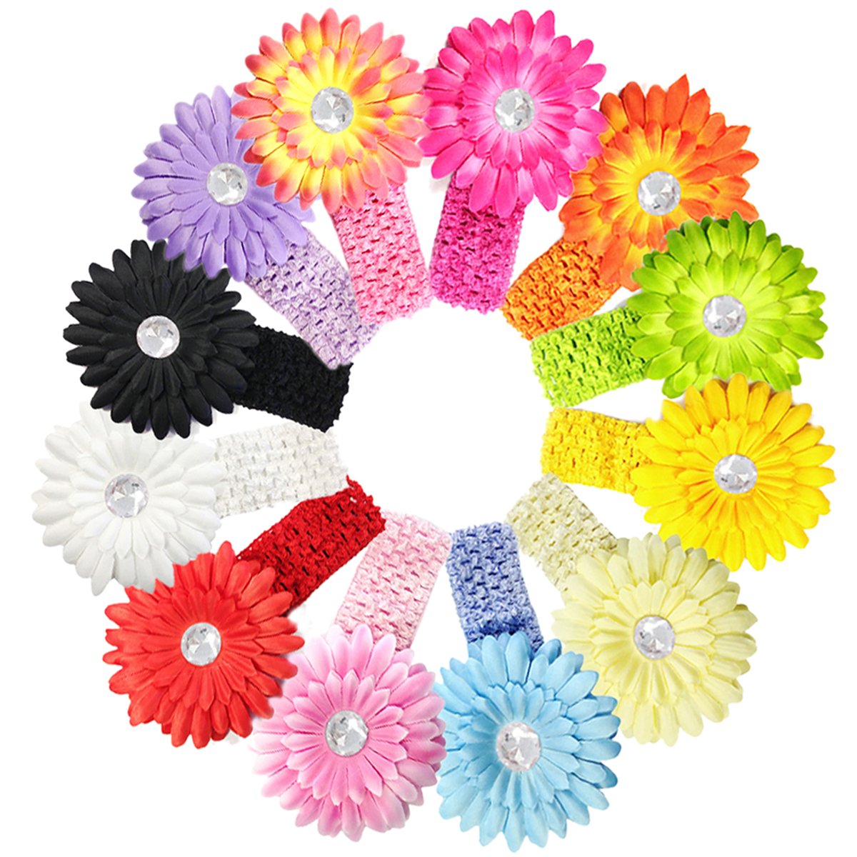 12-Piece Daisy Flower Baby Hair Clips & Headbands Set - Cute Floral Hair Accessories for Girls, Infants, Toddlers - Perfect for Parties, Photoshoots, and Everyday Wear