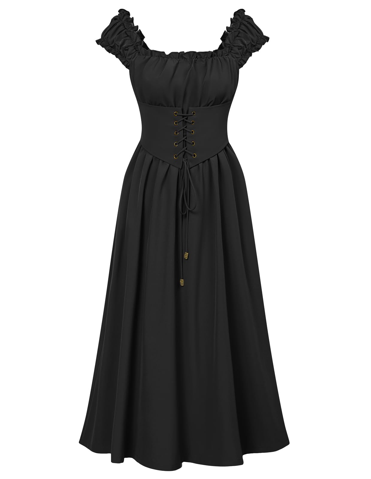 Scarlet Darkness Corset Dress for Women - Renaissance Cottagecore Style Sleeveless Midi Dress with Pockets | Perfect for Summer Festivals, Cosplay & Vintage Fashion Outfits