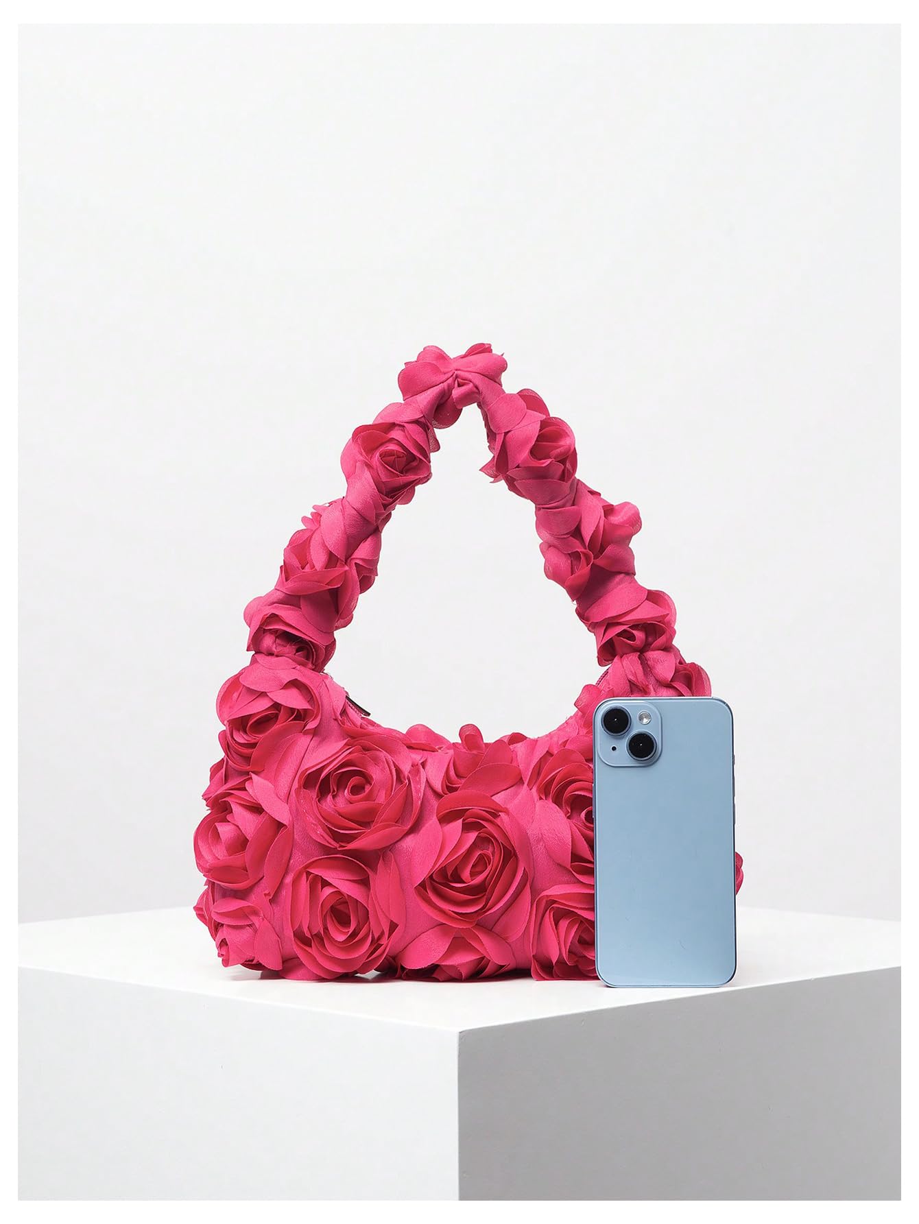 Verdusa Women's 3D Rose Applique Shoulder Bag Floral Hobo Handbag - Elegant Crossbody Purse for Daily Use, Work, Shopping & Date Night