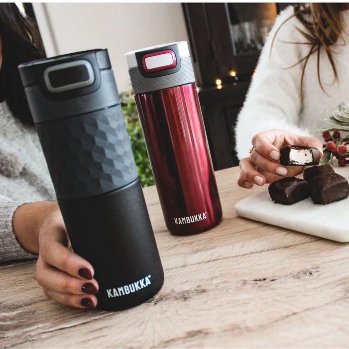 KAMBUKKA ETNA 500ML Insulated Tumbler with Lid - Leakproof Travel Mug for Hot & Cold Drinks - Perfect for Coffee, Tea, Water - Blackberry Color - Ideal for Office, Commuting, Camping & Outdoor Activities