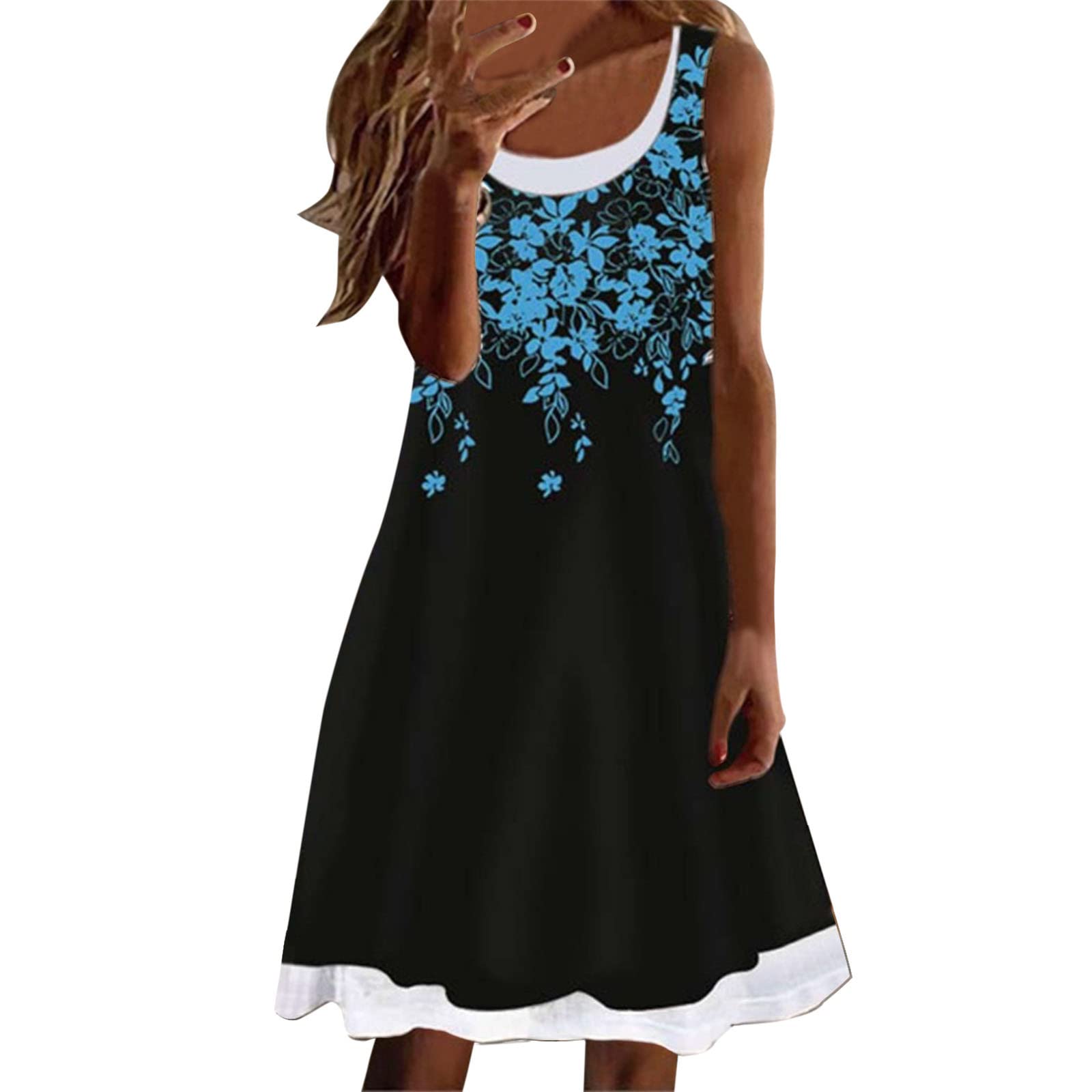 Women's Summer Casual T-Shirt Dress with Plaid Print - Short Sleeve Flowy Sundress for Beach, Vacation & Everyday Wear