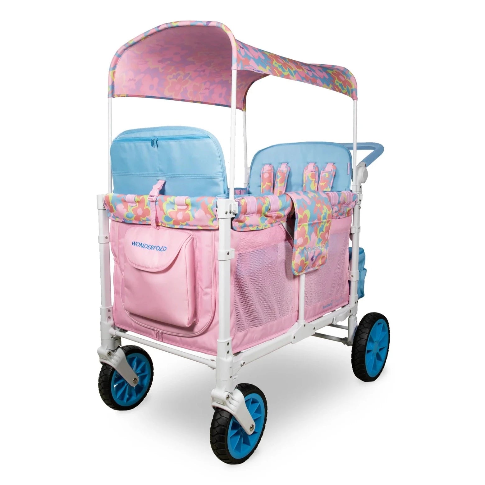 WonderFold W4 Petal Pop Stroller Wagon - Limited Edition Baby Stroller & Wagon Hybrid for Outdoor Adventures, Park Visits, and Beach Trips