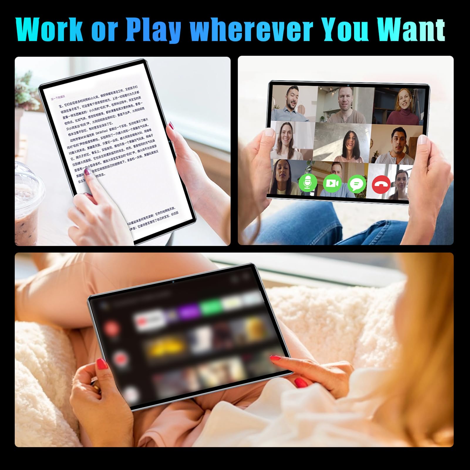 10.1 Inch Android Tablet with 6GB RAM 128GB Storage - Full HD 1080P Display, Octa-Core Processor, 4G LTE Calling, Android 13 OS, Expandable Memory - Perfect for Work, Study, and Entertainment
