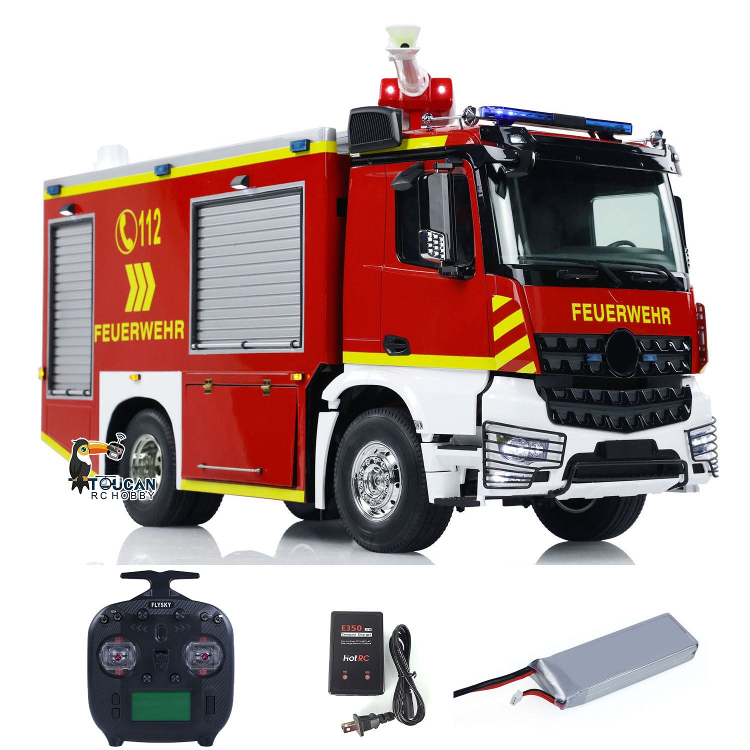 1/14 Scale RC Fire Fighting Truck - 4x2 Electric Remote Control Fire Vehicle with Water Spray - Assembled & Painted Model Toy for Kids & Collectors - Perfect for Playtime, Emergency Simulation & Display