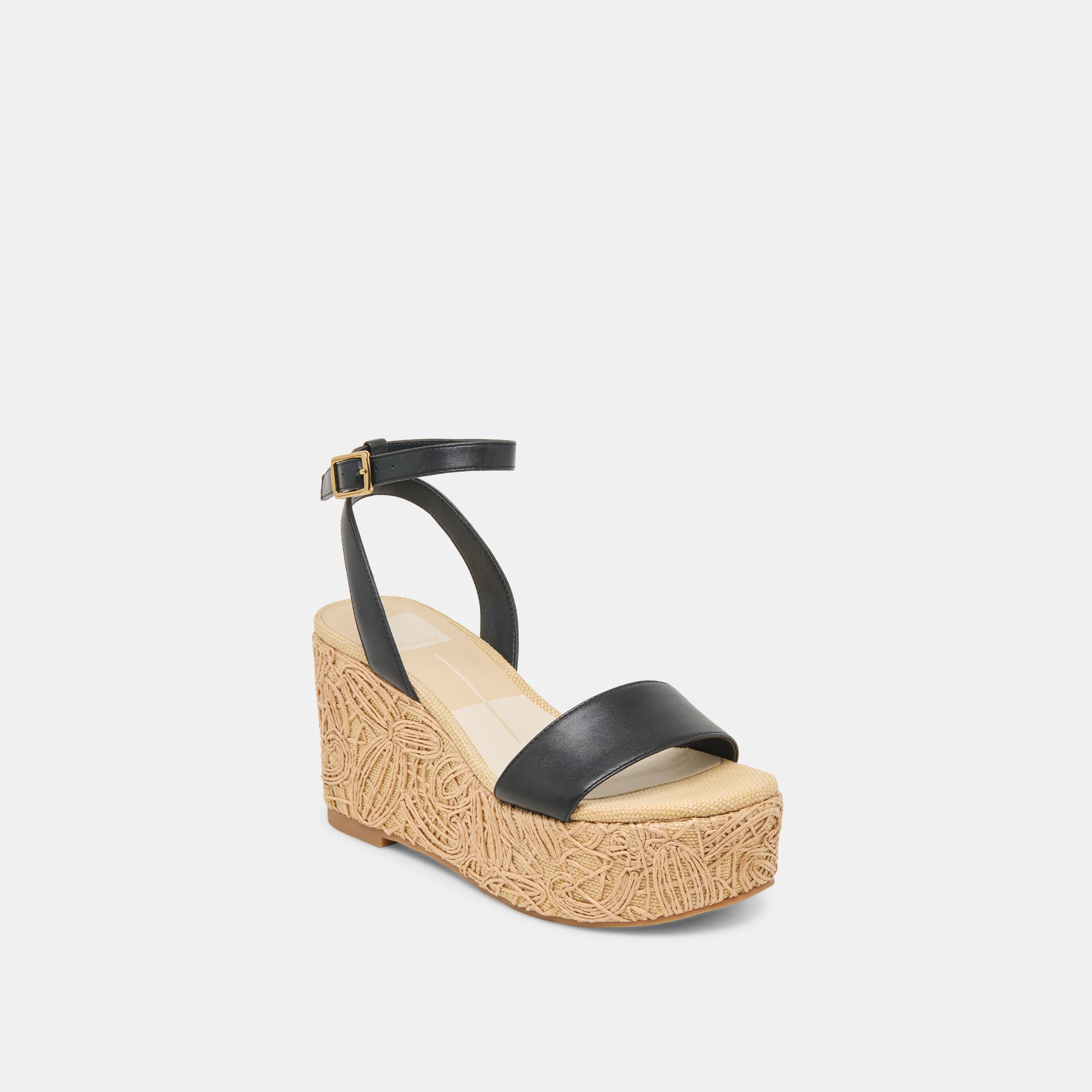 TALISA Women's Black Leather Wedge Sandals - Comfortable & Stylish for Summer, Beach, and Casual Outings