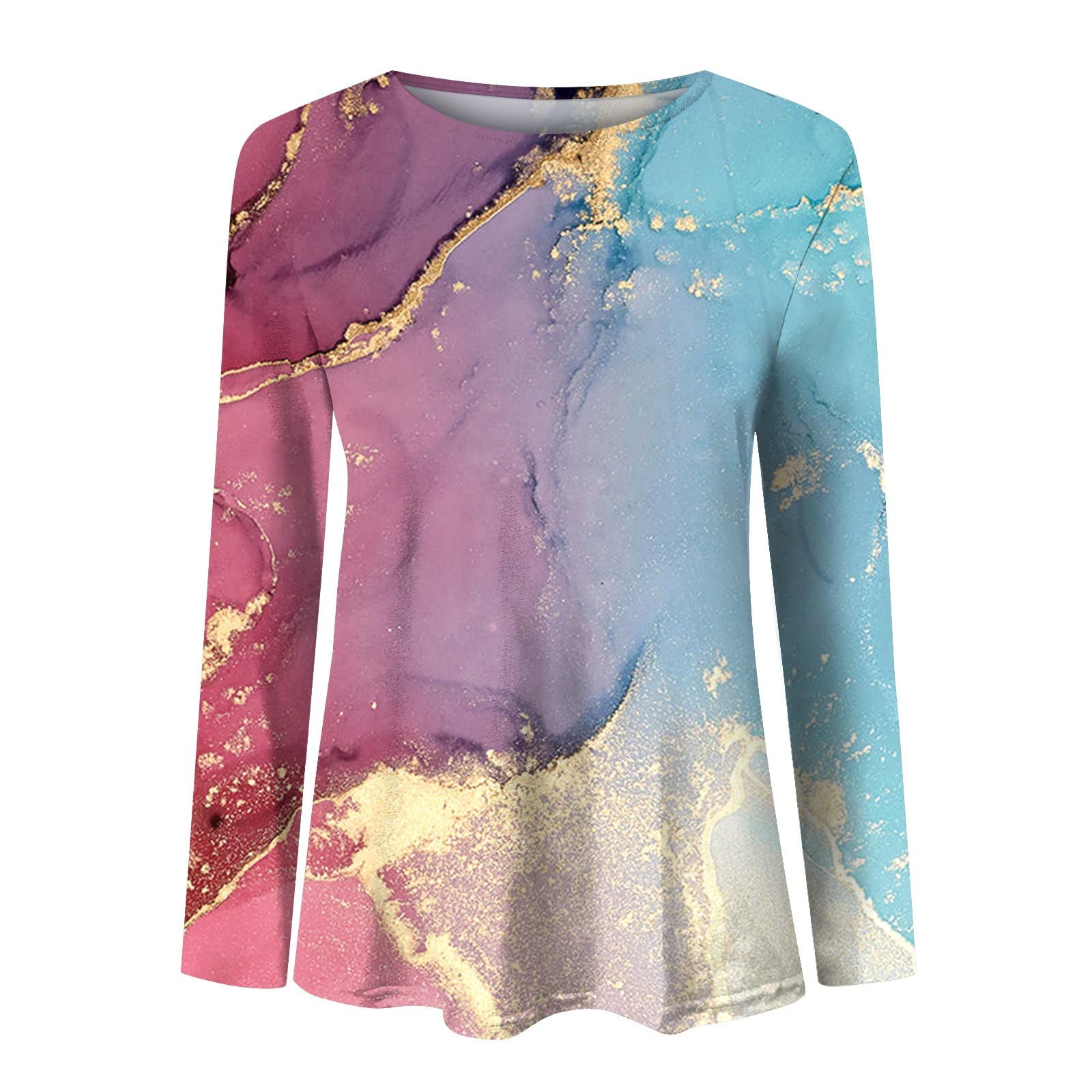 2024 Women's Printed Casual T-Shirt - Long Sleeve Round Neck Top for Summer, Autumn & Winter | Perfect for Work, Travel & Everyday Wear
