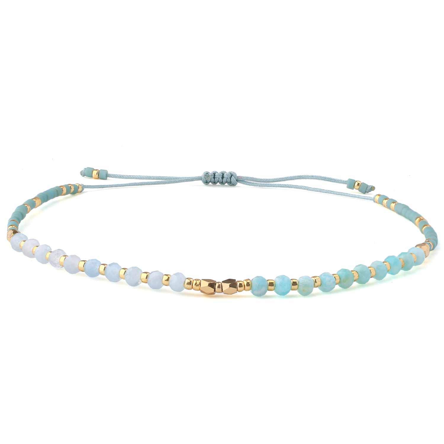 KELITCH Adjustable Seed Bead Bracelet for Women - Handmade Braided String Bracelet with Natural Agate, Turquoise, Lapis & Coral Stones - Boho Chic Jewelry for Everyday Wear, Yoga, Meditation & Festival Outfits