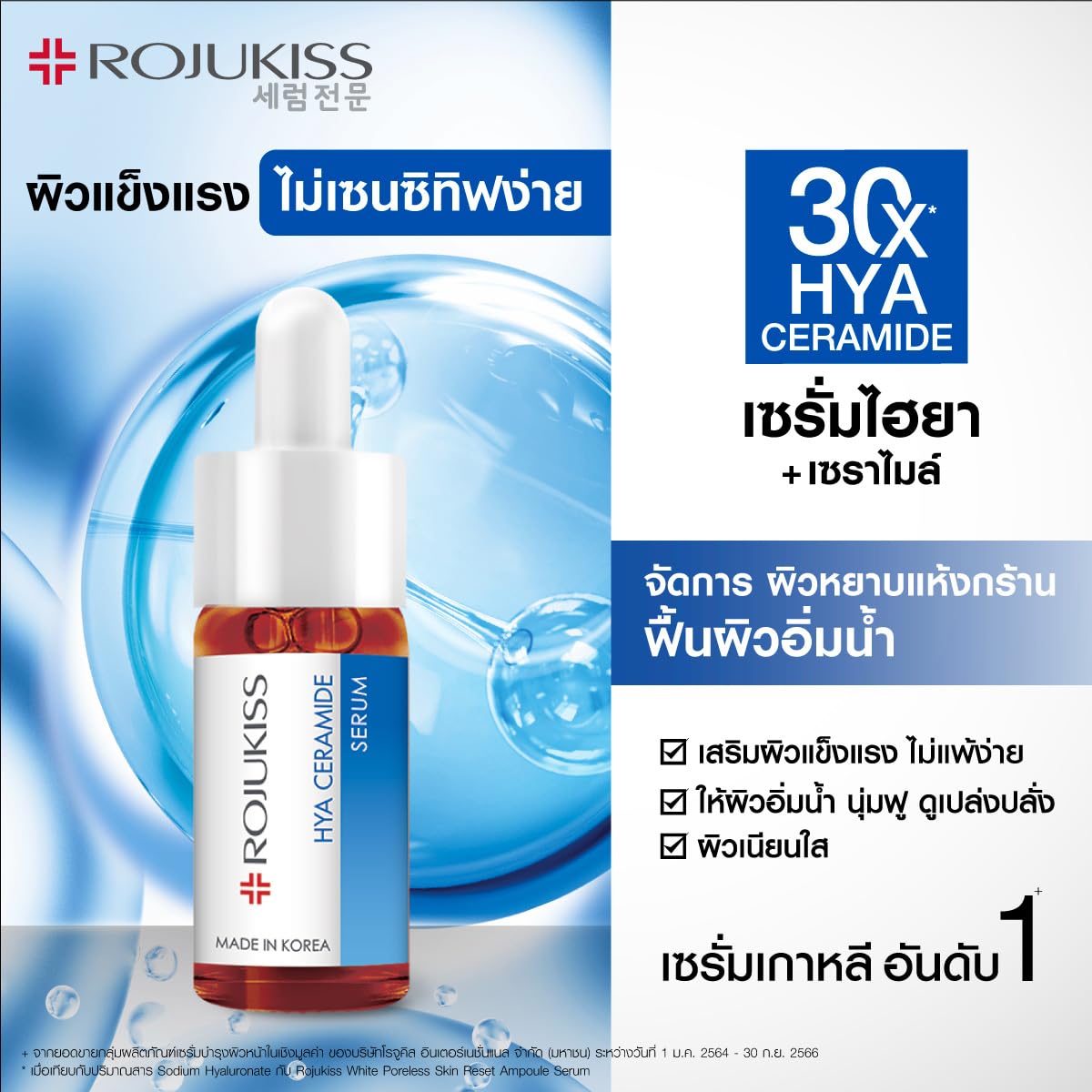 Rojukiss Hya Ceramide 50ml Korean Hyaluronic Acid Face Serum for Deep Hydration & Nourishment - Anti-Aging Moisturizer for Dry Skin - Perfect for Night Routine & Daily Skincare Regimen