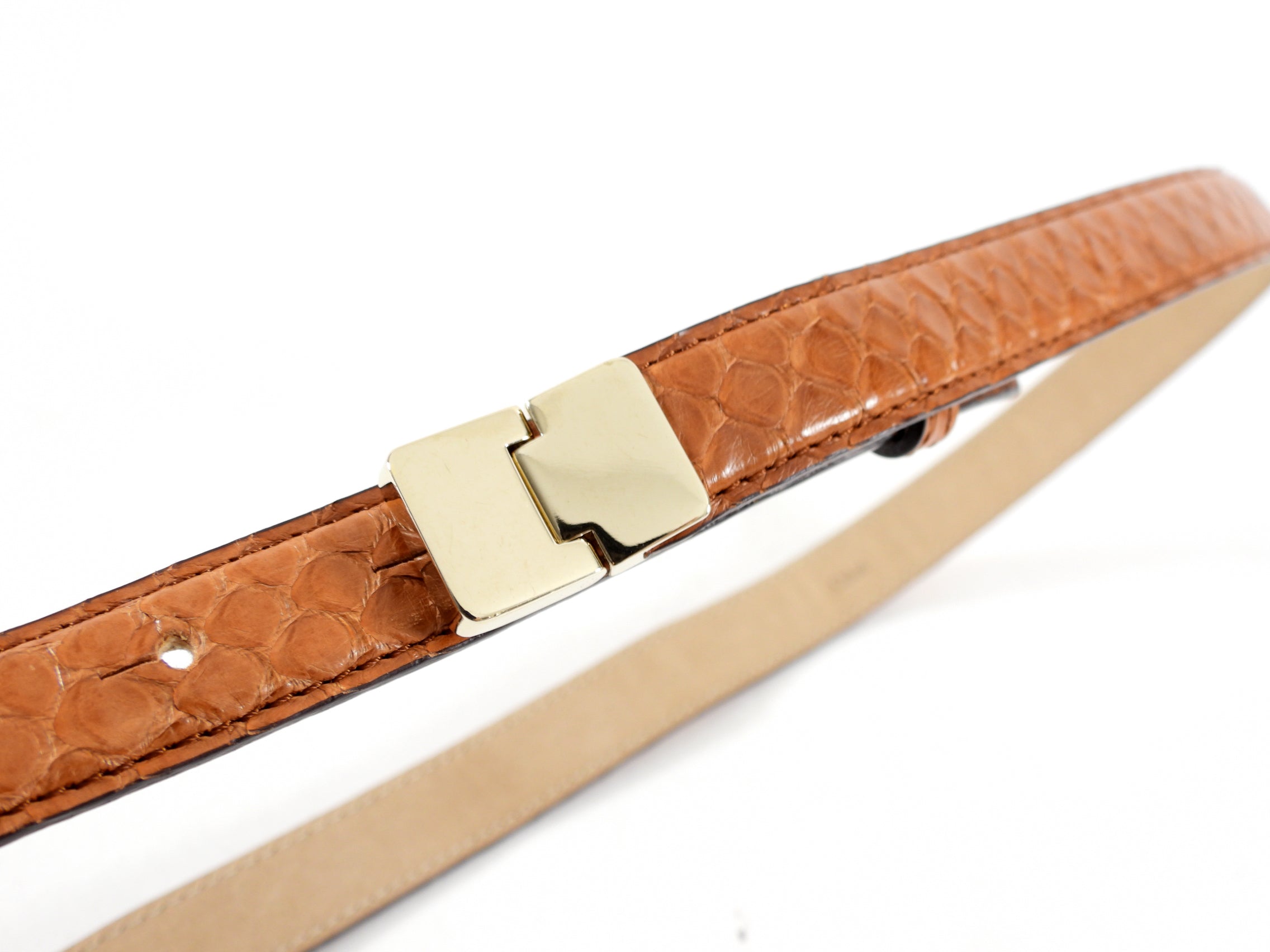 Chloe Vintage Tan Brown Snakeskin Thin Belt 28-31