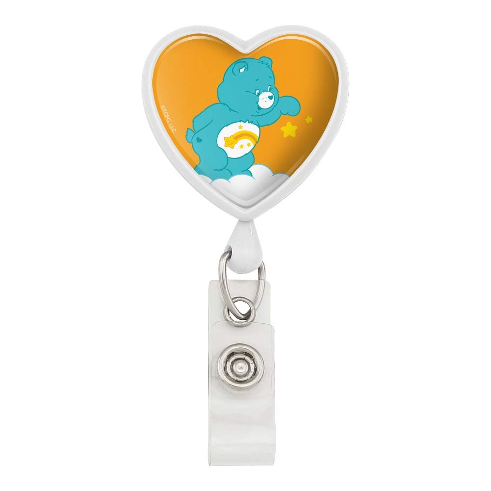 Care Bears Wish Bear Heart Lanyard Retractable Reel Badge Holder - Cute ID Card Holder for Work, School & Events - Perfect for Teachers, Nurses & Office Professionals