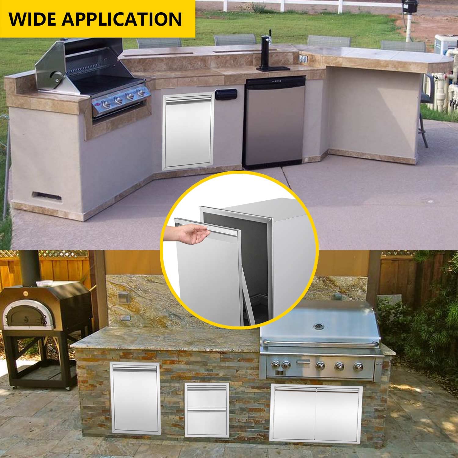 Stainless Steel Pull-Out Double Trash Drawer for Outdoor Kitchen - Holds Two 10 Gallon Commercial Waste Bins | Perfect for BBQ Areas, Patio Storage & RV Organization