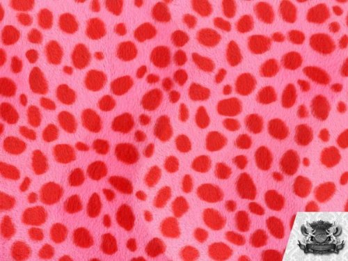Velboa Faux Fur Dalmatian Pink Red Fabric by The Yard - Soft Plush Material for DIY Blankets, Costumes, and Home Decor Projects