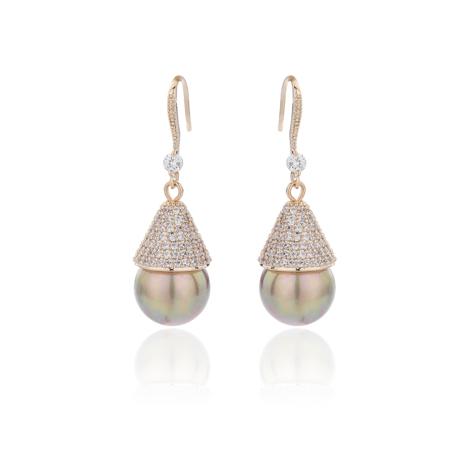 Elegant Cubic Zirconia Pearl Dangle Earrings for Women - Perfect Bridal Jewelry & Wedding Accessories (CE10545) - Ideal for Weddings, Proms, and Special Occasions