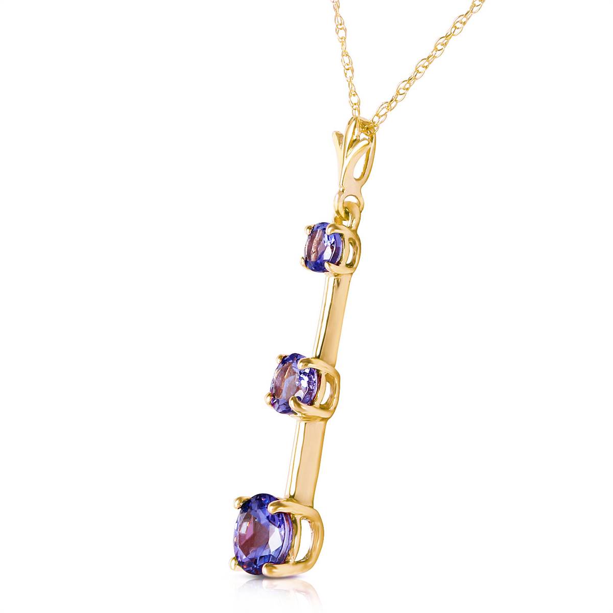 1.25 Carat 14K Solid Yellow Gold Tanzanite Necklace for Women - Elegant Evening Jewelry Gift for Anniversary, Birthday & Special Occasions