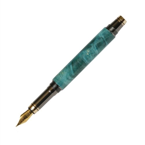 Lanier Pens Elite Fountain Pen - Gun Metal Finish with Turquoise Box Elder Wood - Premium Writing Instrument for Professionals & Collectors - Perfect for Gifts, Signatures & Calligraphy