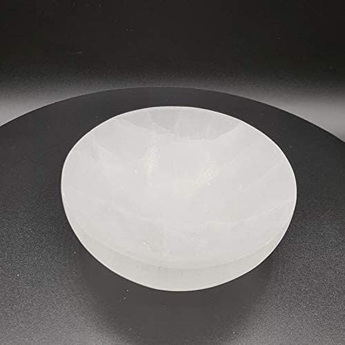 SPEXXI 10cm Selenite Crystal Bowl - Natural Healing Stone Round Bowl for Home Decor, Meditation, Yoga & Spiritual Healing | Perfect for Salt Holder, Jewelry Display & Zen Decorations