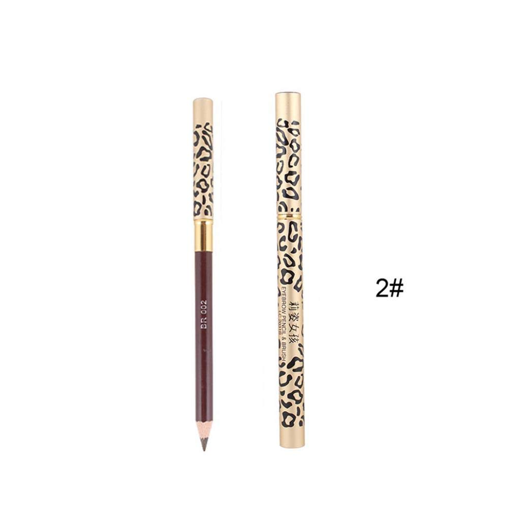 1pc Waterproof Double-Sided Eyebrow Pencil with Brush - Long Lasting Leopard Print Brow Pen, Smudge-Proof Eye Makeup (Light Brown) for Natural Everyday Look & Professional Makeup Application