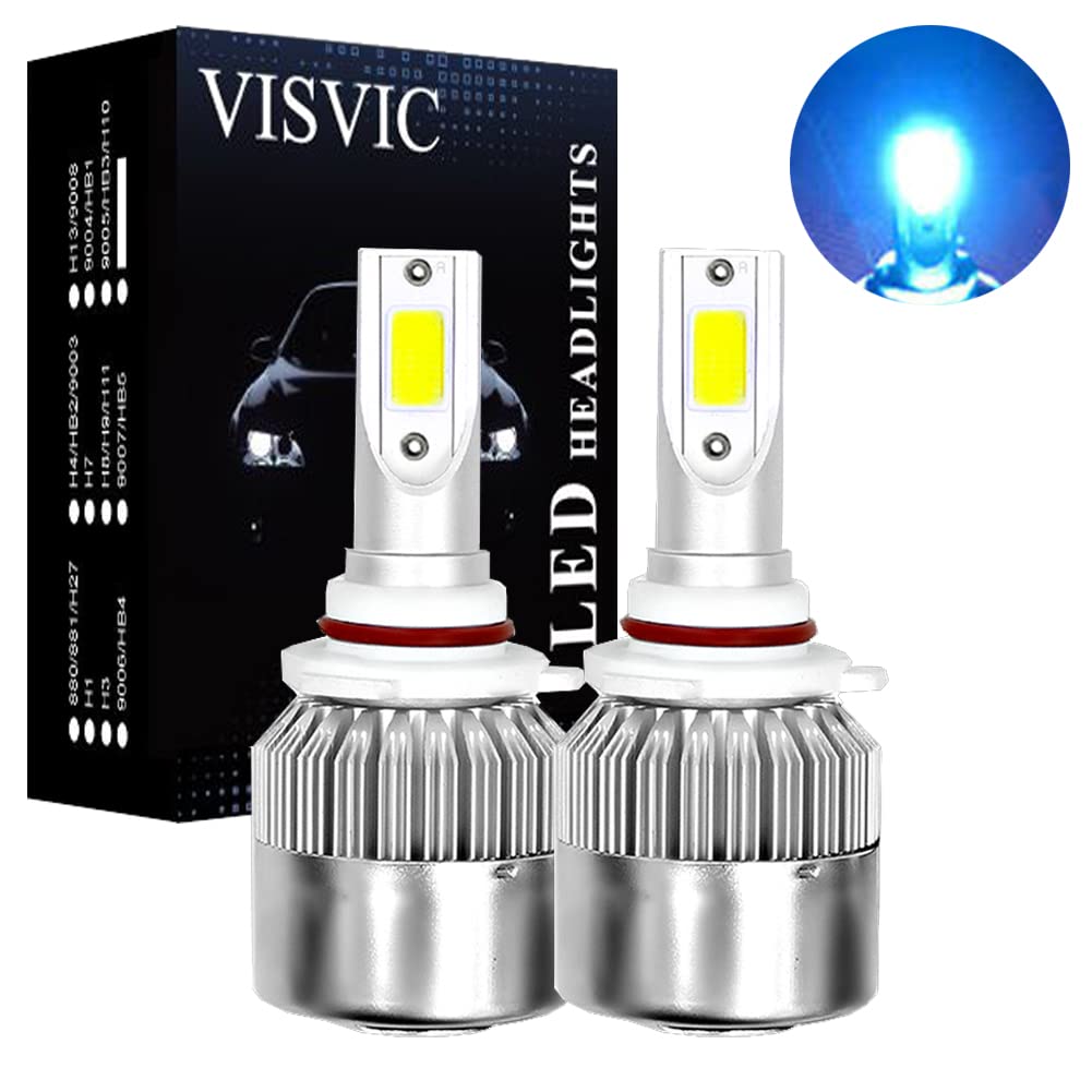 VISVIC 9006/HB4 LED Headlight Bulbs - 8000K Super Bright Blue All-in-One Conversion Kit, High/Low Beam, 400% Brighter Than Halogen, Plug-N-Play, IP68 Waterproof - Perfect for Night Driving & Foggy Conditions (2-Pack)