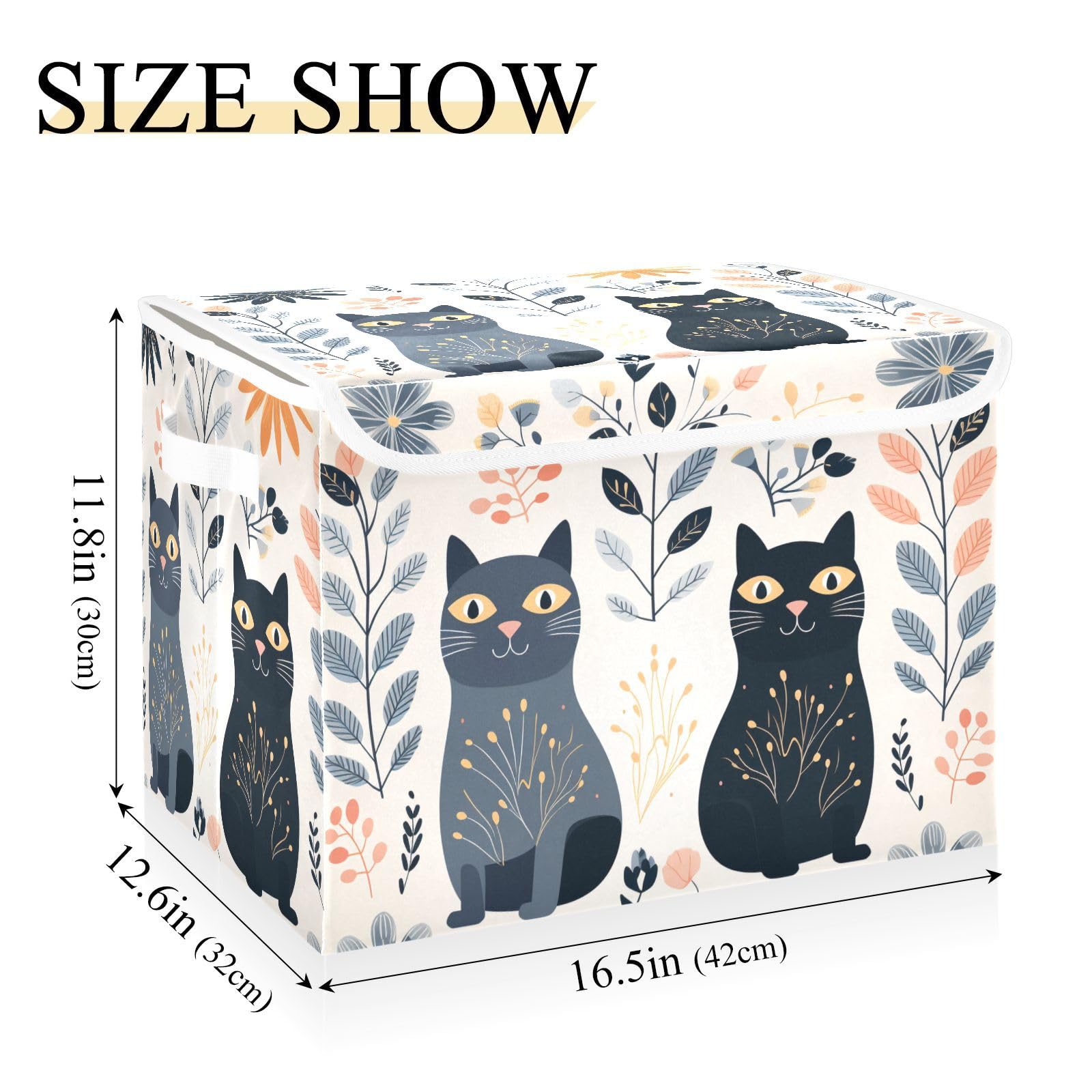 Collapsible Storage Bins with Lids - Cat Pattern Organizing Baskets for Clothes & Home