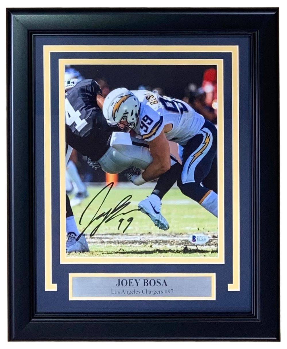 Authentic Joey Bosa Autographed Framed 8x10 Photo - Los Angeles Chargers NFL Memorabilia - Perfect for Sports Collectors, Man Cave Decor & Football Fan Gifts