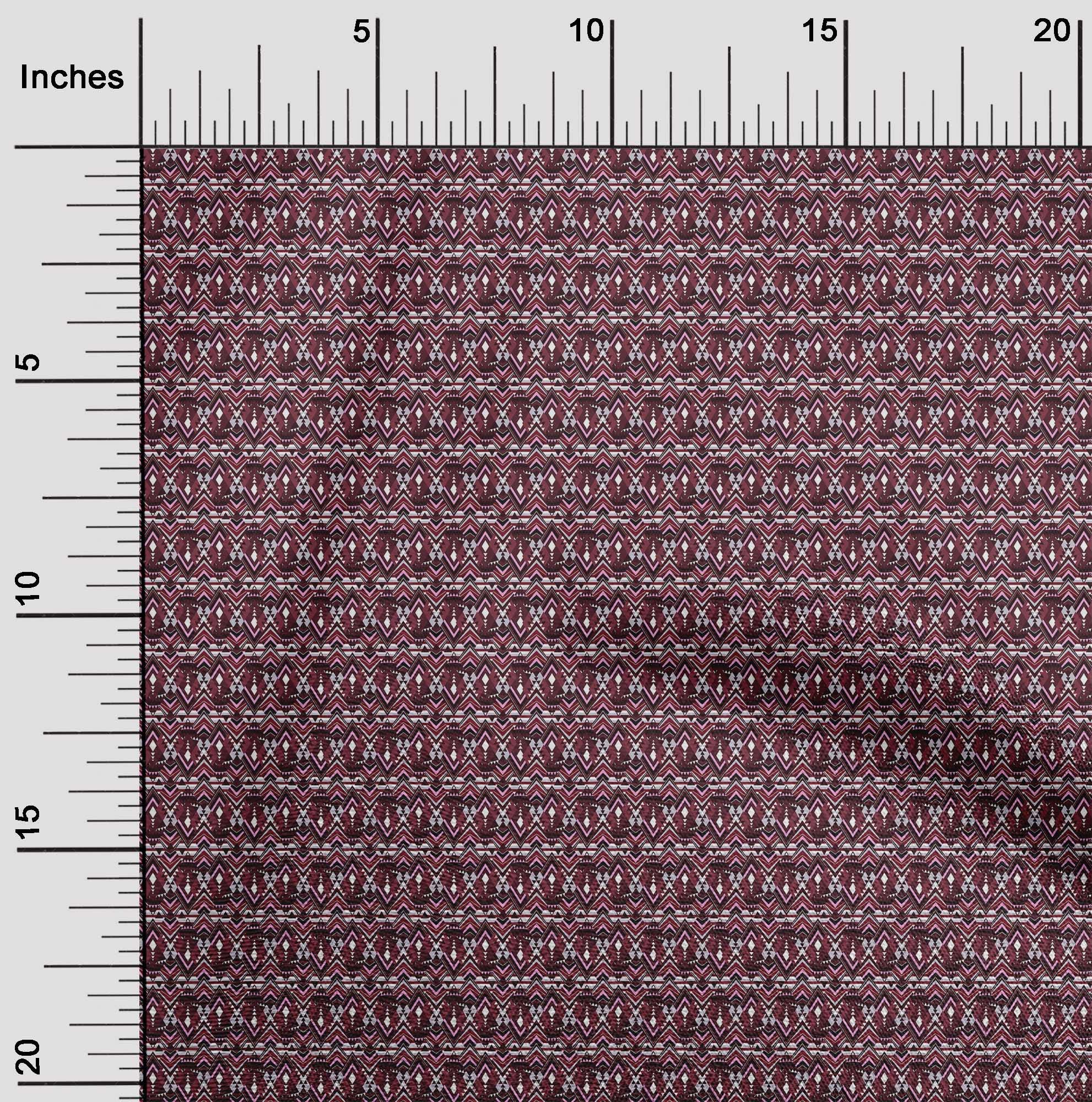 oneOone Velvet Maroon Fabric by The Yard - 58 Inch Wide Printed Tribal Sewing Material for DIY Clothing, Dresses, Curtains & Home Decor Projects
