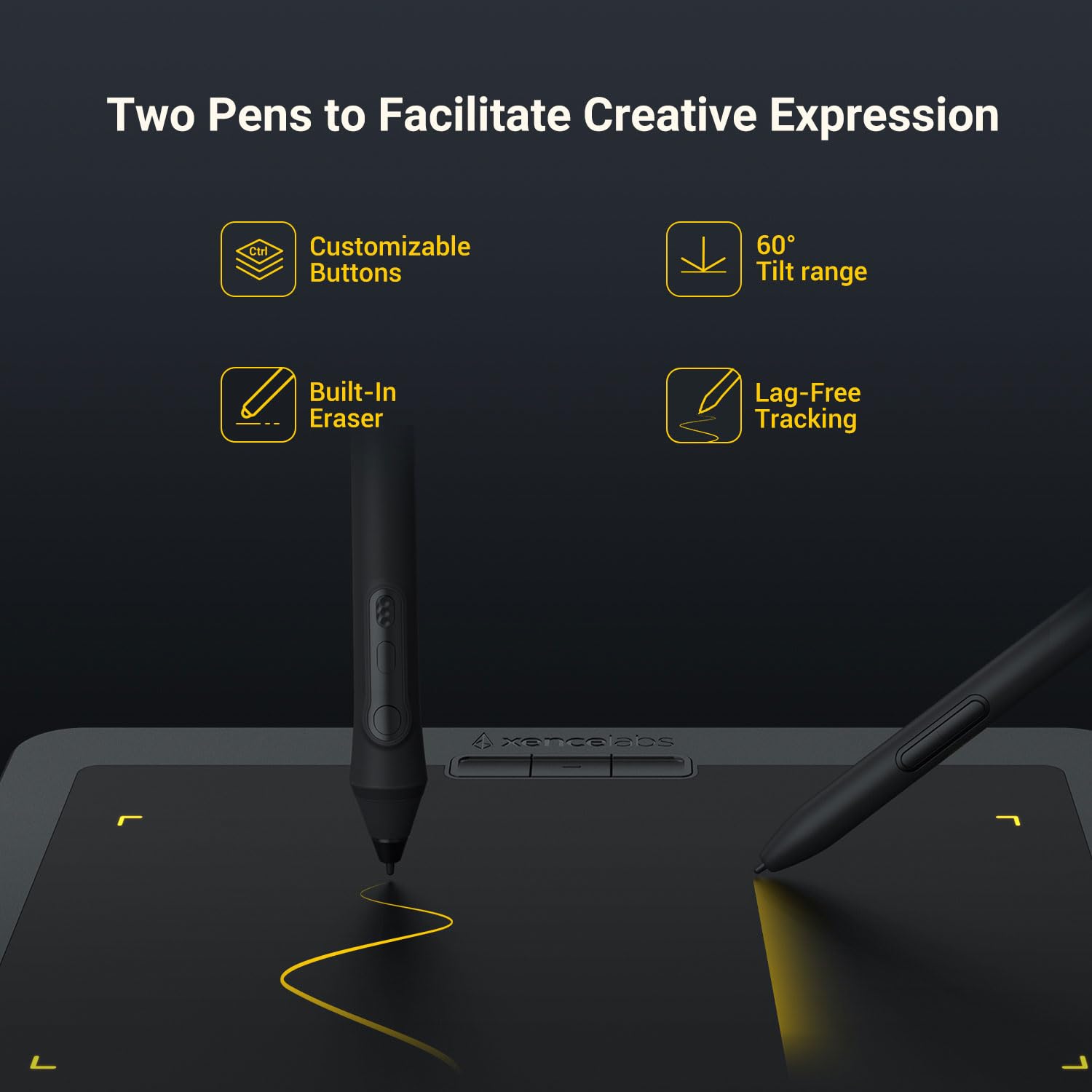 Xencelabs Small Professional Graphics Drawing Tablet - 8 Inch Battery-Free Pen Display with 2 Stylus Pens, 16:9 Aspect Ratio - Compatible with Windows, Mac, Linux & ARM (Perfect for Digital Art, Animation & Graphic Design)
