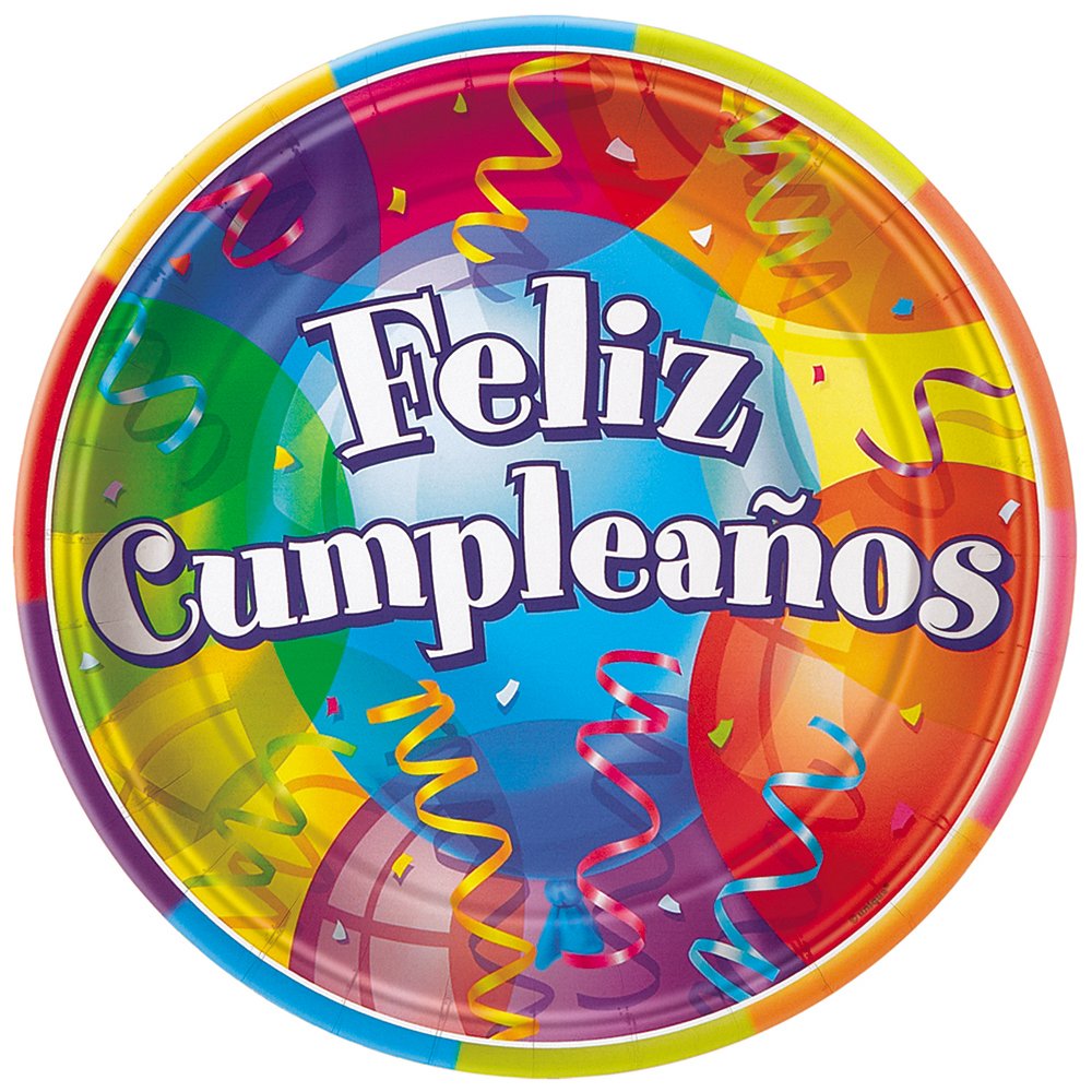 Feliz Cumpleaños Birthday Dinner Plates - Set of 8 Colorful Spanish Themed Party Plates for Adults & Kids - Perfect for Birthday Celebrations, Fiestas, and Special Occasions