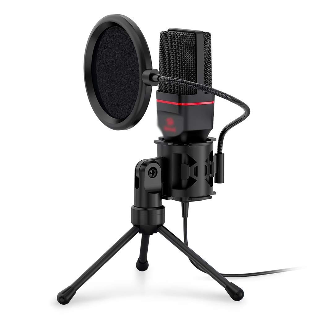 Omni Condenser Microphone with Tripod Stand - Professional 3.5mm Studio Mic for PC, Phone, Karaoke, Podcasting & Vocal Recording - Perfect for Home Studio, Gaming, Streaming & YouTube Content Creation