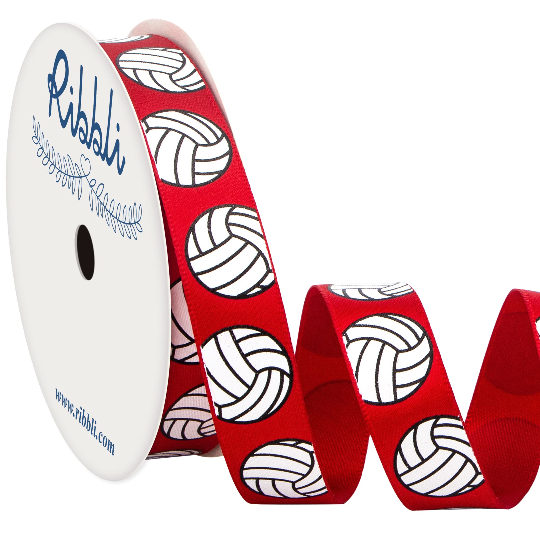Ribbli Satin Volleyball Ribbon 5/8x10yd - Team Hair Bows & Party Decor