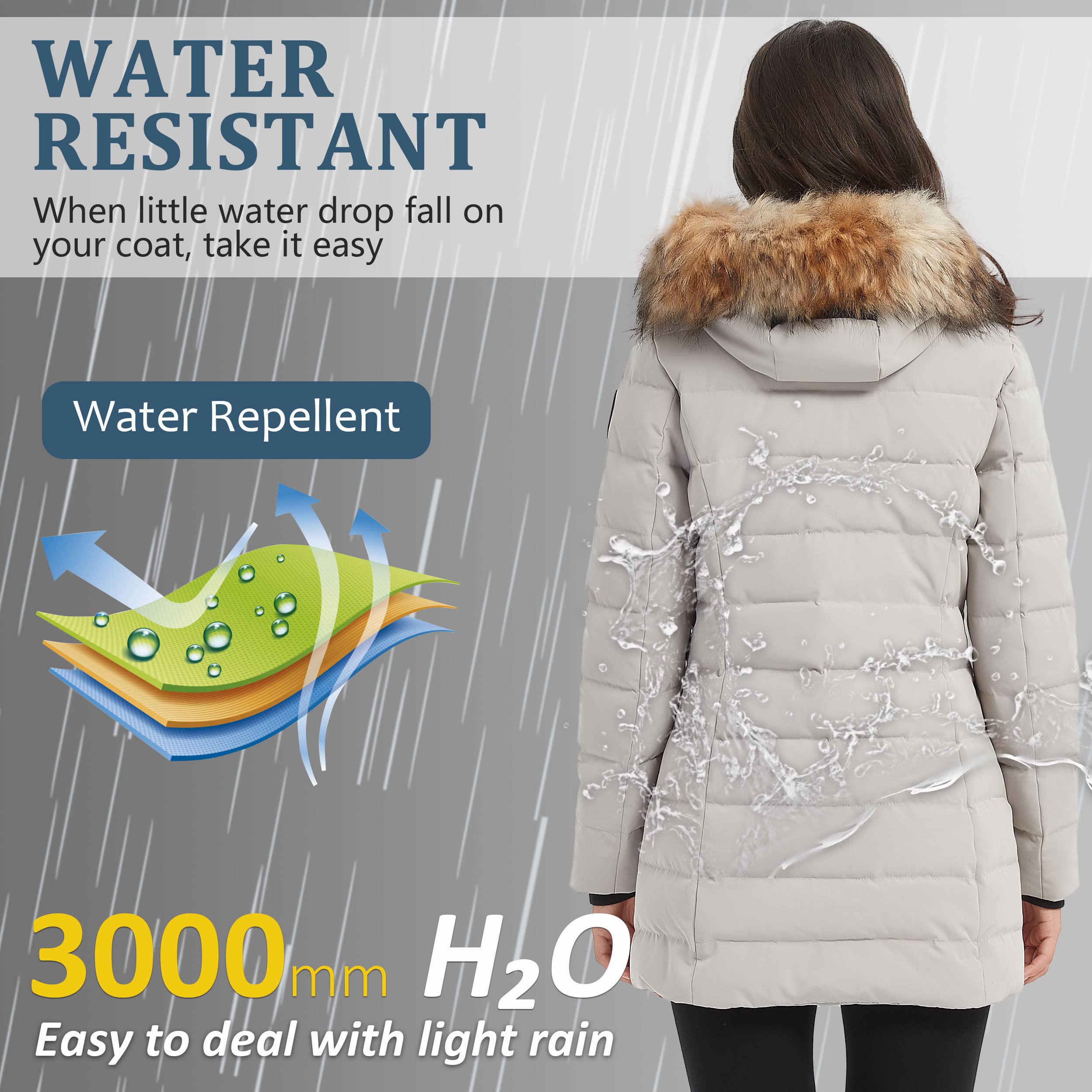 Women's Warm Duck Down Long Parka Winter Jacket with Detachable Fur Hood - Waterproof Puffer Coat for Extreme Cold Weather | Perfect for Snowboarding, Skiing & Winter Commutes