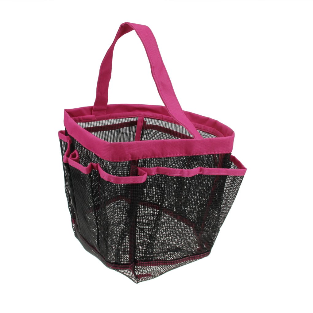 Large Capacity Breathable Mesh Cosmetic & Toiletry Organizer Bag - Multifunctional Travel Makeup Pouch, Shower Caddy for Bathroom Storage (Red) | Perfect for Travel, Gym, Home & Dorm Organization