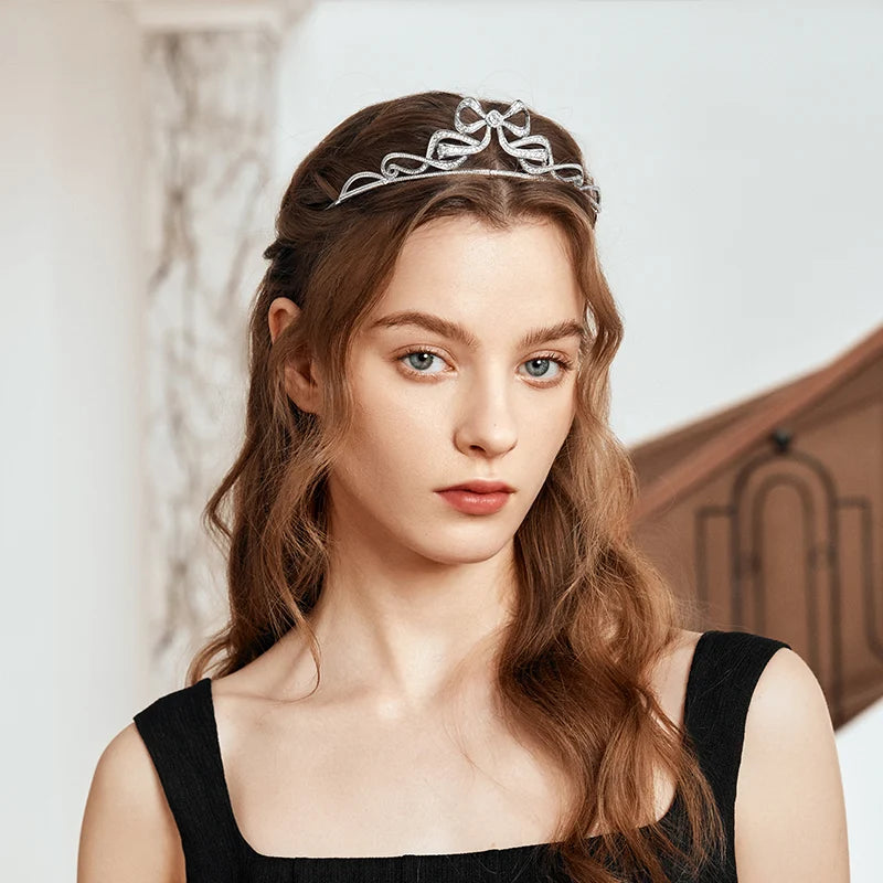 Grace Tiara Headband for Women - Elegant Rhinestone Wedding Hair Accessories for Brides, Prom, Pageant, and Special Occasions