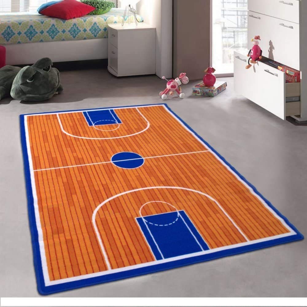 Kids Basketball Court Area Rug - 8x10 Feet Non-Slip Sports Carpet for Playroom, Bedroom & Living Room - Perfect for Indoor Games & Playtime Fun