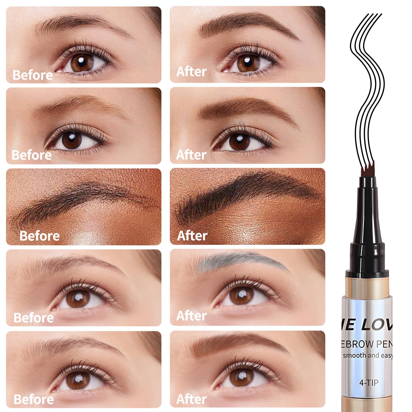 Natural Brow Eyebrow Pen - Waterproof Microblading Eyebrow Pencil for Women, Long-Lasting Brown Eyebrow Makeup (Red Brown) - Perfect for Daily Use, Professional Makeup & Special Occasions