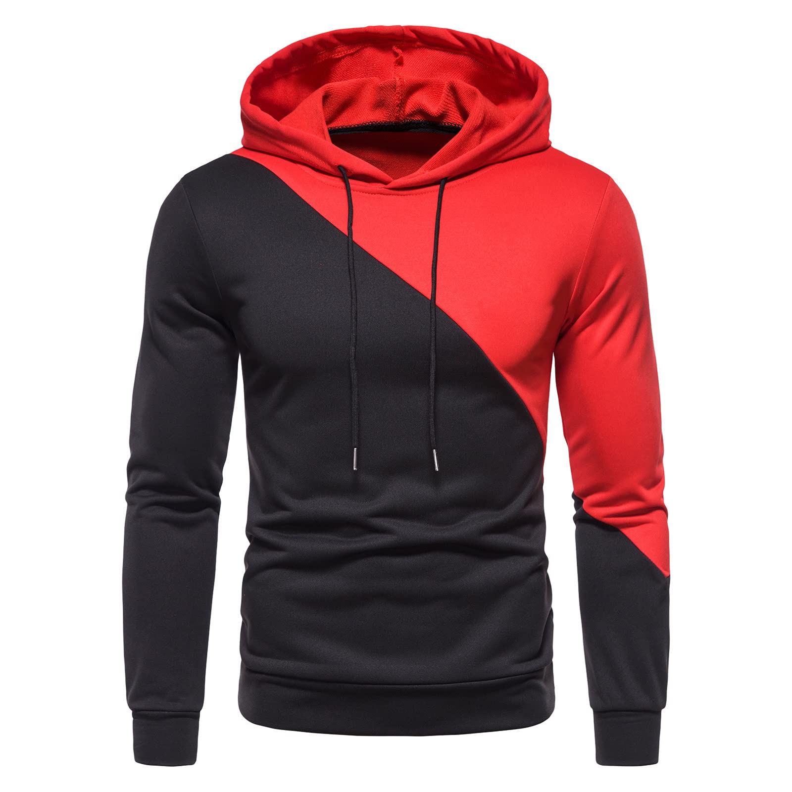 Men's Color Block Hooded Sweatshirt with Pocket - Casual Long Sleeve for Everyday Wear