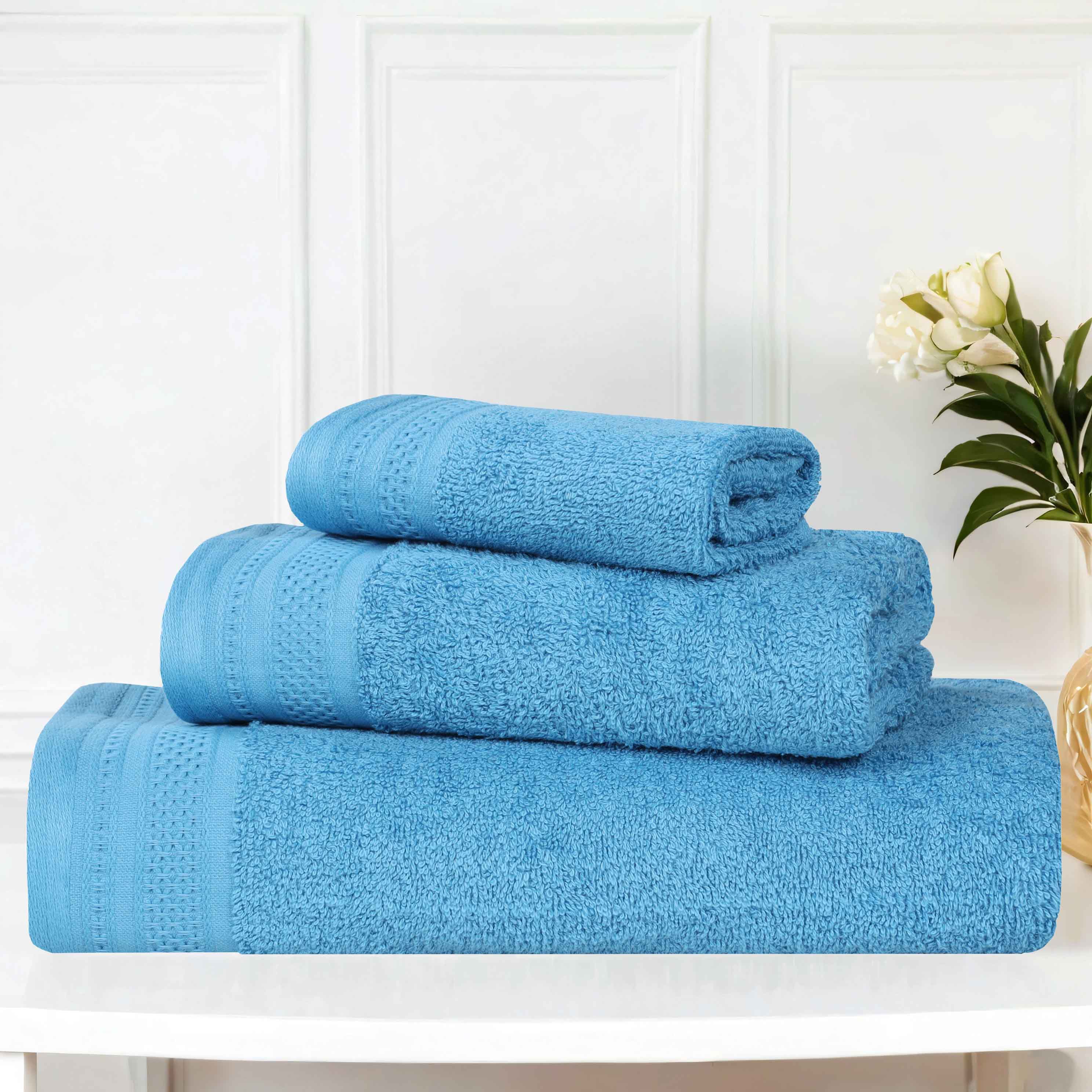Premium Honeycomb Waffle Weave Cotton 3-Piece Bath Towel Set - Soft, Absorbent & Quick-Drying for Spa, Bathroom & Guest Use