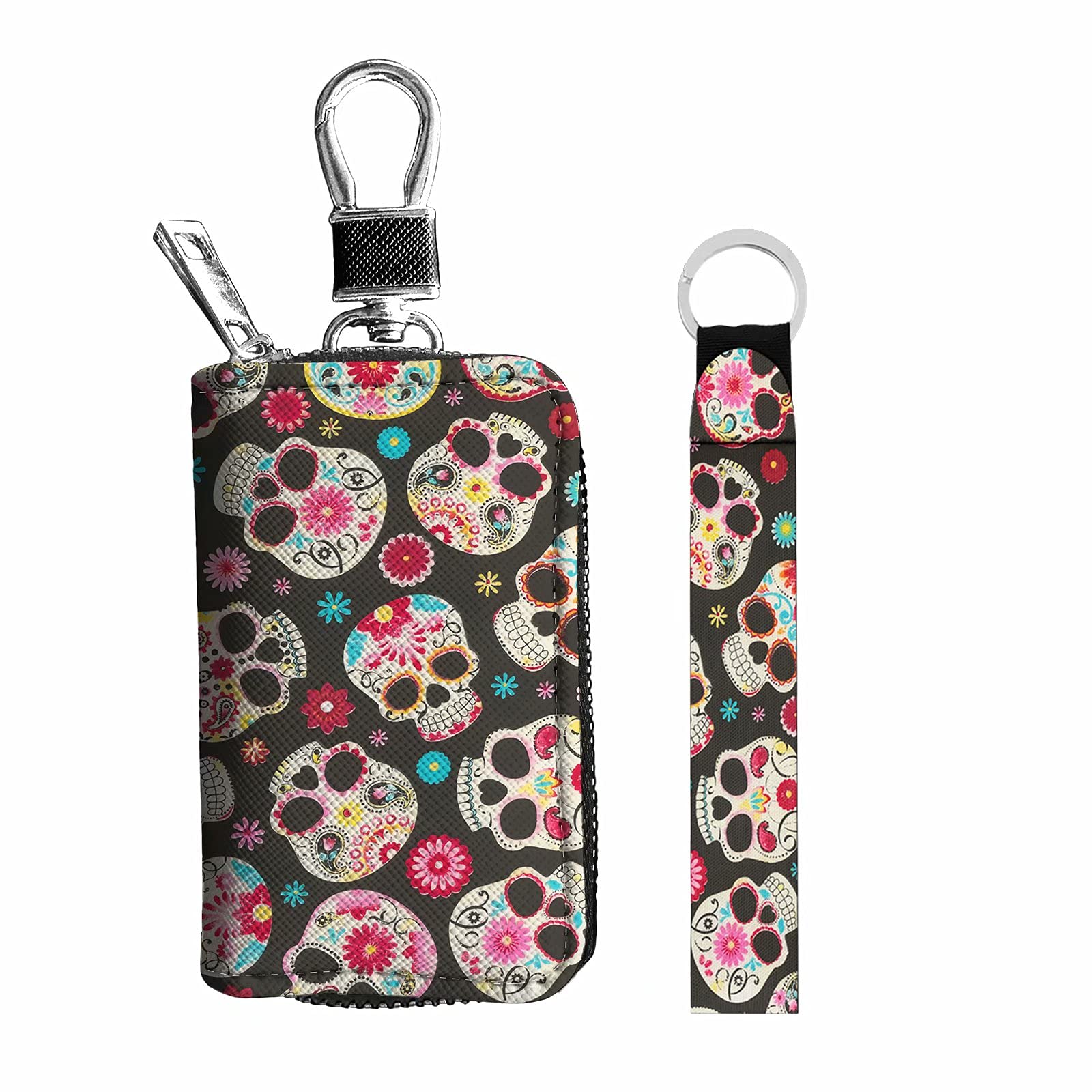 KUIFORTI 2-Pack Women's Car Keychain Set - Stylish Metal Hook Key Holder with Zipper Pouch for Car Keys, House Keys & Daily Essentials | Perfect Gift for Her, Office Use & Travel Accessories