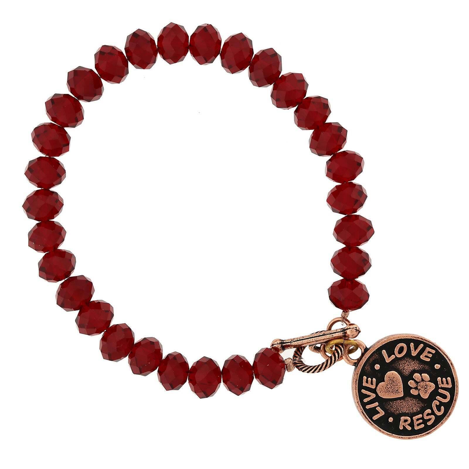1928 Jewelry Glass Beads Live Love Rescue Toggle Pendant Bracelet - Handmade Adjustable Beaded Bracelet for Women, Inspirational Gift for Her - Perfect for Everyday Wear, Gifts & Special Occasions