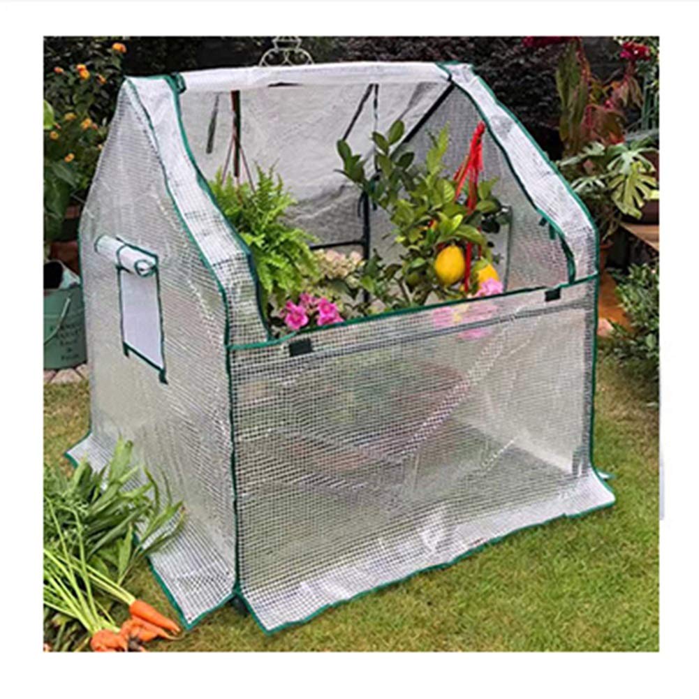 Portable Walk-in Plastic Greenhouse with Grid Design - Rainproof, Anti-Snow & Dust-Proof for Patio, Tomatoes & Plants (90x90x90cm, White) | Perfect for Small Gardens, Balconies & Urban Farming