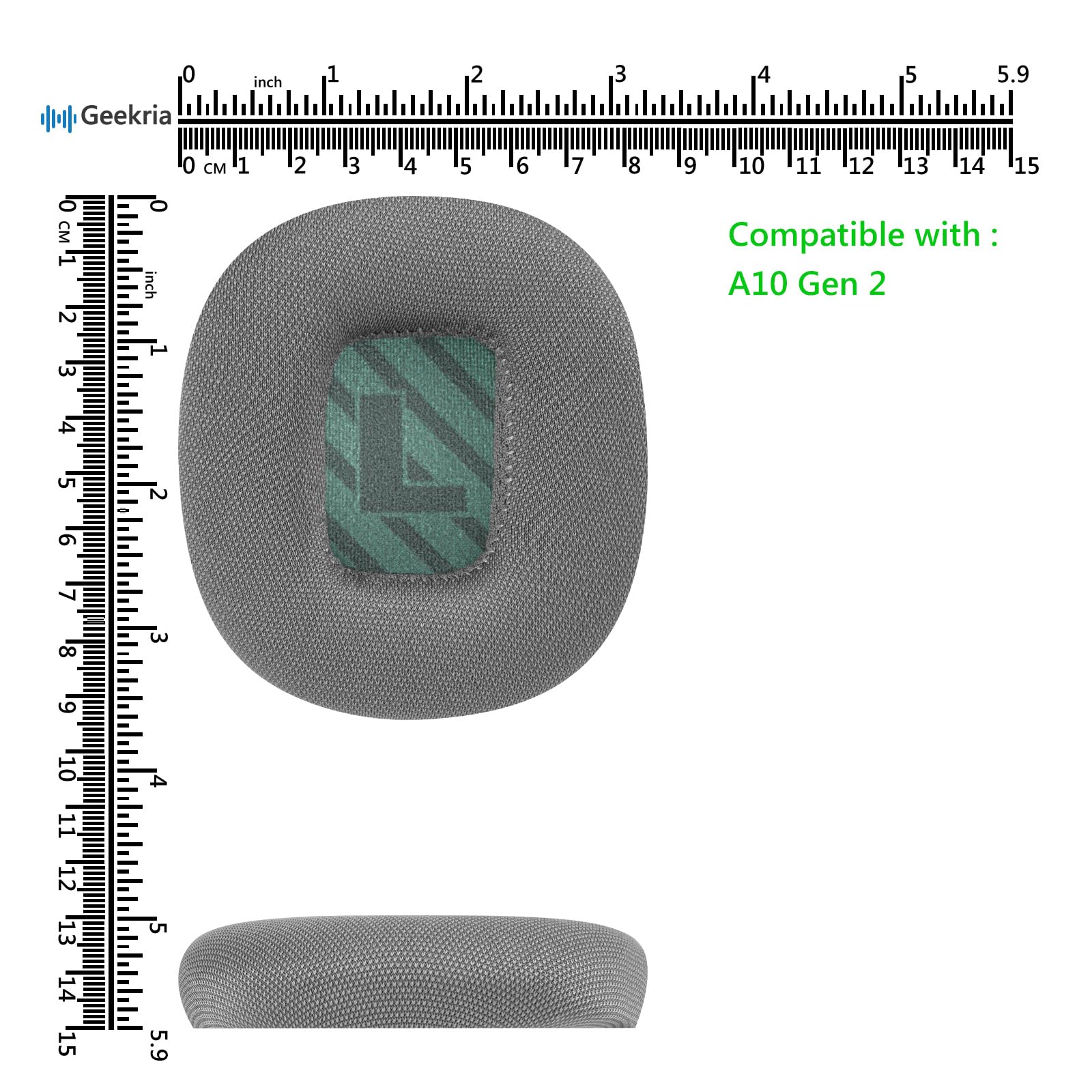 Geekria Comfort Mesh Fabric Replacement Ear Pads for Astro Gaming A10 Gen 2 Headphones - Grey/Green Gaming Headset Earpads & Ear Cushions - Perfect for PC, PS5, Xbox Gaming & Long Sessions