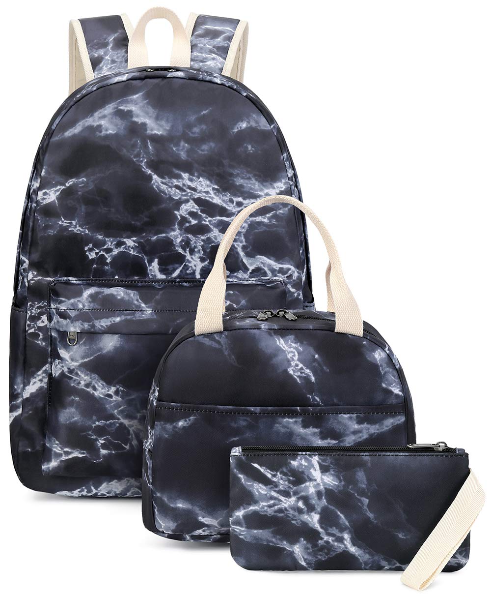 BLUBOON School Backpack for Teens, Girls & Boys - Durable Bookbag with Lunch Bag & Pencil Pouch (Black) - Perfect for School, Travel & Daily Use