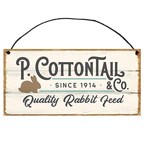 Handmade Wooden Easter Sign by P Cottontail & Co - Local Legends Designs - 13.5 x 6.5 Inch Farmhouse Home Decor - Perfect for Spring Mantel, Front Porch, or Bunny-Themed Party Decorations