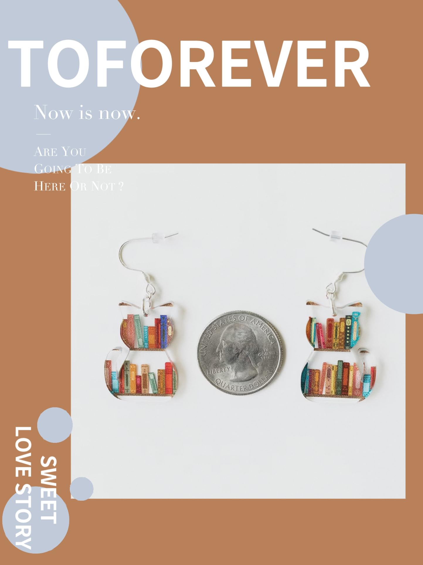 GAUEIOUR Cat Bookshelf Earrings for Women - Cute Cartoon Cat & Book Acrylic Pendant Earrings - Perfect Gift for Cat Lovers & Book Lovers - Stylish Accessory for Reading, Book Club, Library Visits & Cat-Themed Parties