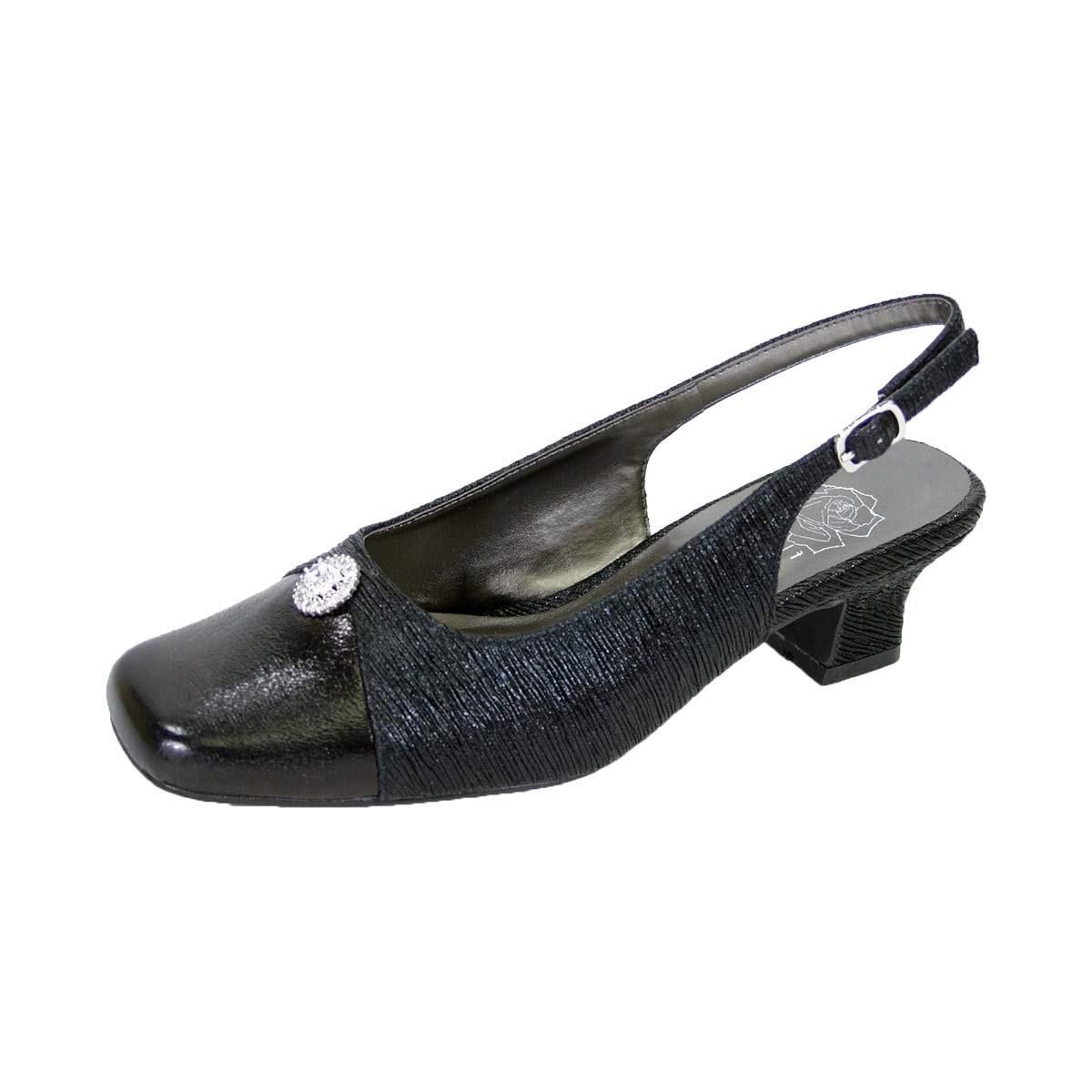 Floral Jolie Women's Wide Width Slingback Dress Shoes - Comfortable Heels for Wedding, Party & Office Wear - Elegant Ladies Formal Pumps for Special Occasions