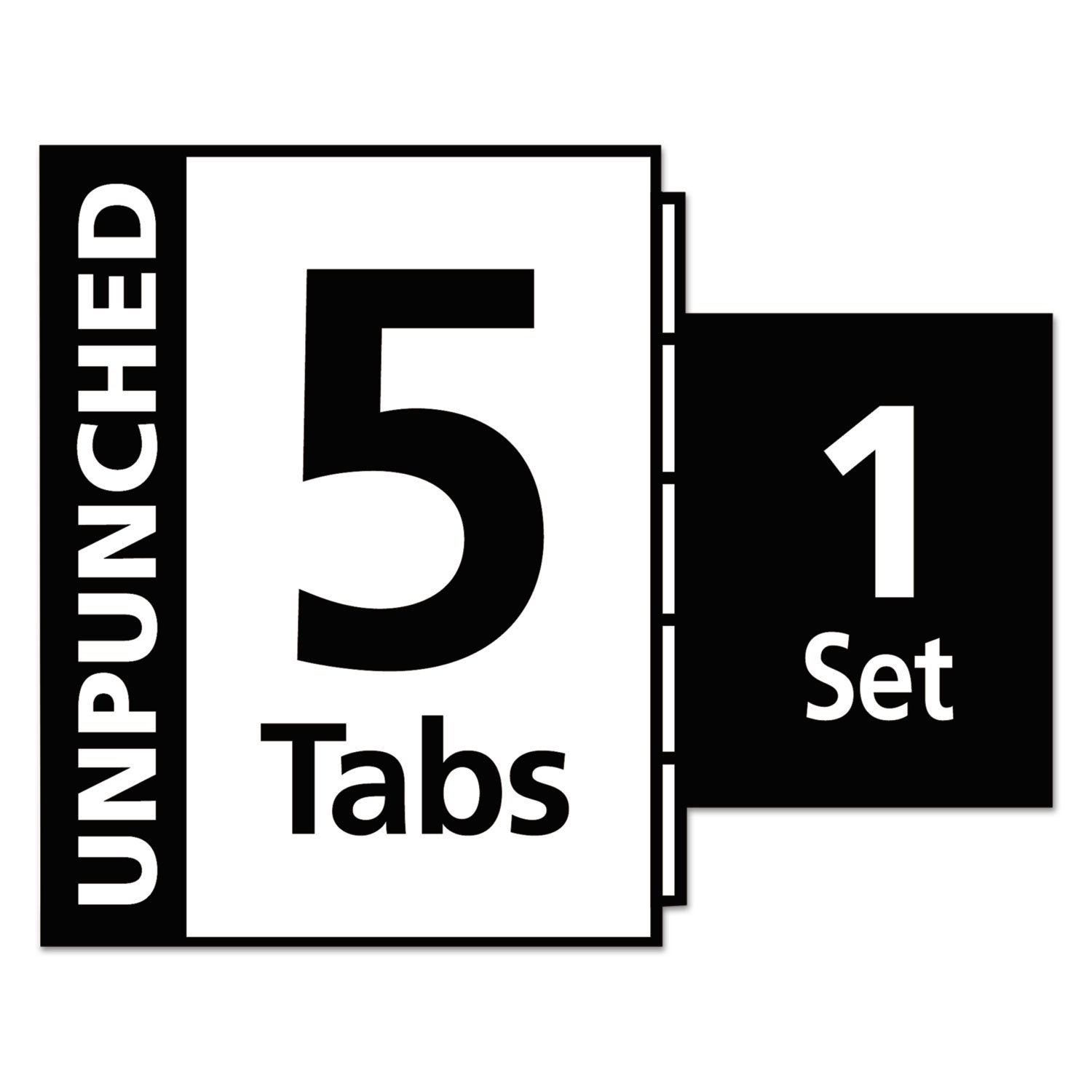 Avery 5-Tab Unpunched Dividers with Clear Labels - Easy Print & Apply, White Tabs, 1 Set (11253) - Perfect for Office Organization, Filing Systems, and Document Indexing
