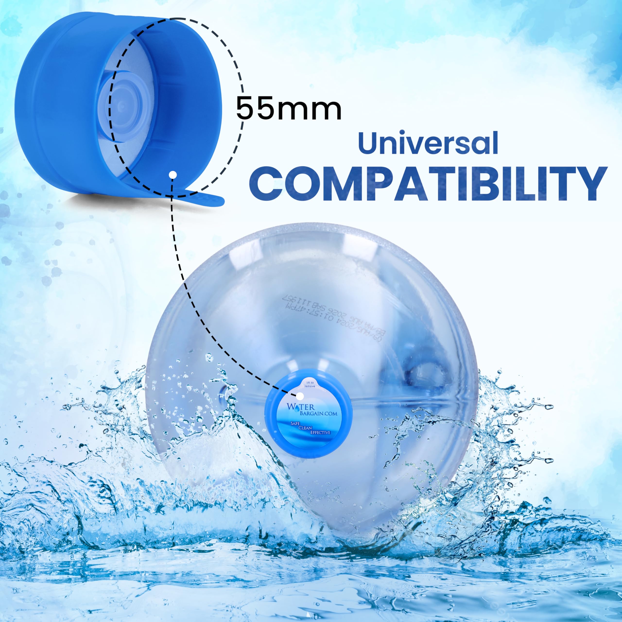 Premium Spill-Proof Water Bottle Caps - USA Made 3 & 5 Gallon Jug Lids - Fits 2, 3, 5, 6 Gallon Containers - Ideal for Camping, Emergency Kits & Office Water Dispensers