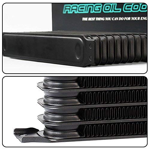 15 Row Universal Transmission Oil Cooler Kit with 10AN Fittings, Aluminum Construction, Oil Filter Adapter & 7