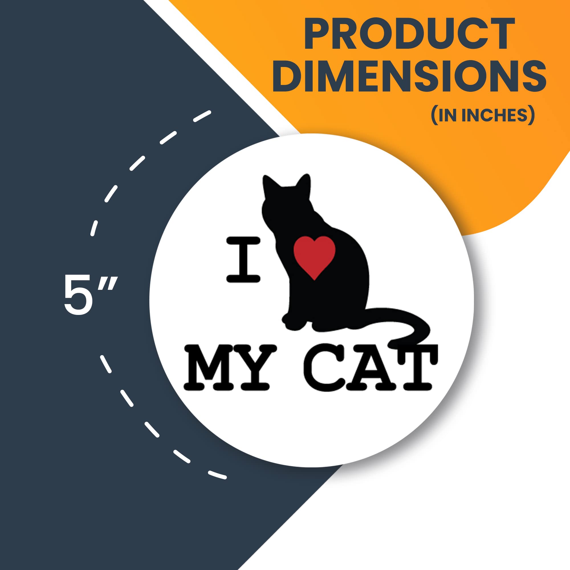 I Love My Cat 5-inch Round Heavy Duty Vinyl Car Magnet - Red, White & Black Decal for Vehicles, Trucks, SUVs | Perfect for Pet Lovers & Decorative Auto Accessories