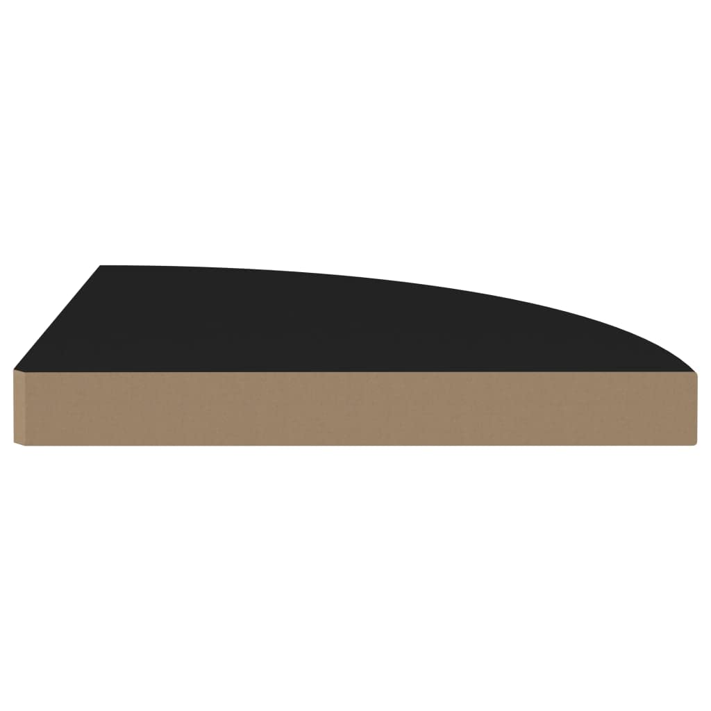 Modern Floating Corner Shelves Set of 4 - Black MDF Wall Mounted Storage for Living Room, Bedroom, Bathroom & Porch - 13.8